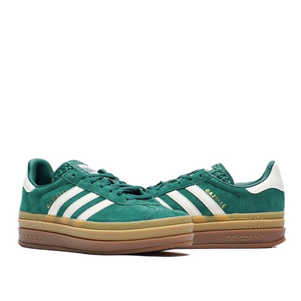 NEW Adidas Gazelle Bold Green Wedge White Logo Sneakers Retro Women Shoes 8.5